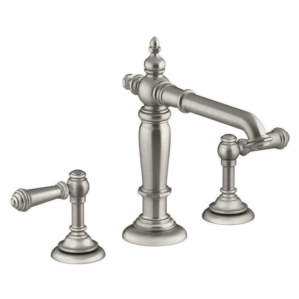 KOHLER Artifacts 8 in. Widespread 2Handle Column Design Bathroom Faucet in Vibrant Brushed