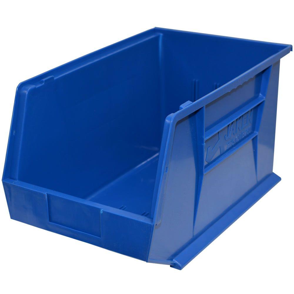 11 In W X 18 In D X 10 In H Stackable Plastic Storage Bin In Blue 4 Pack