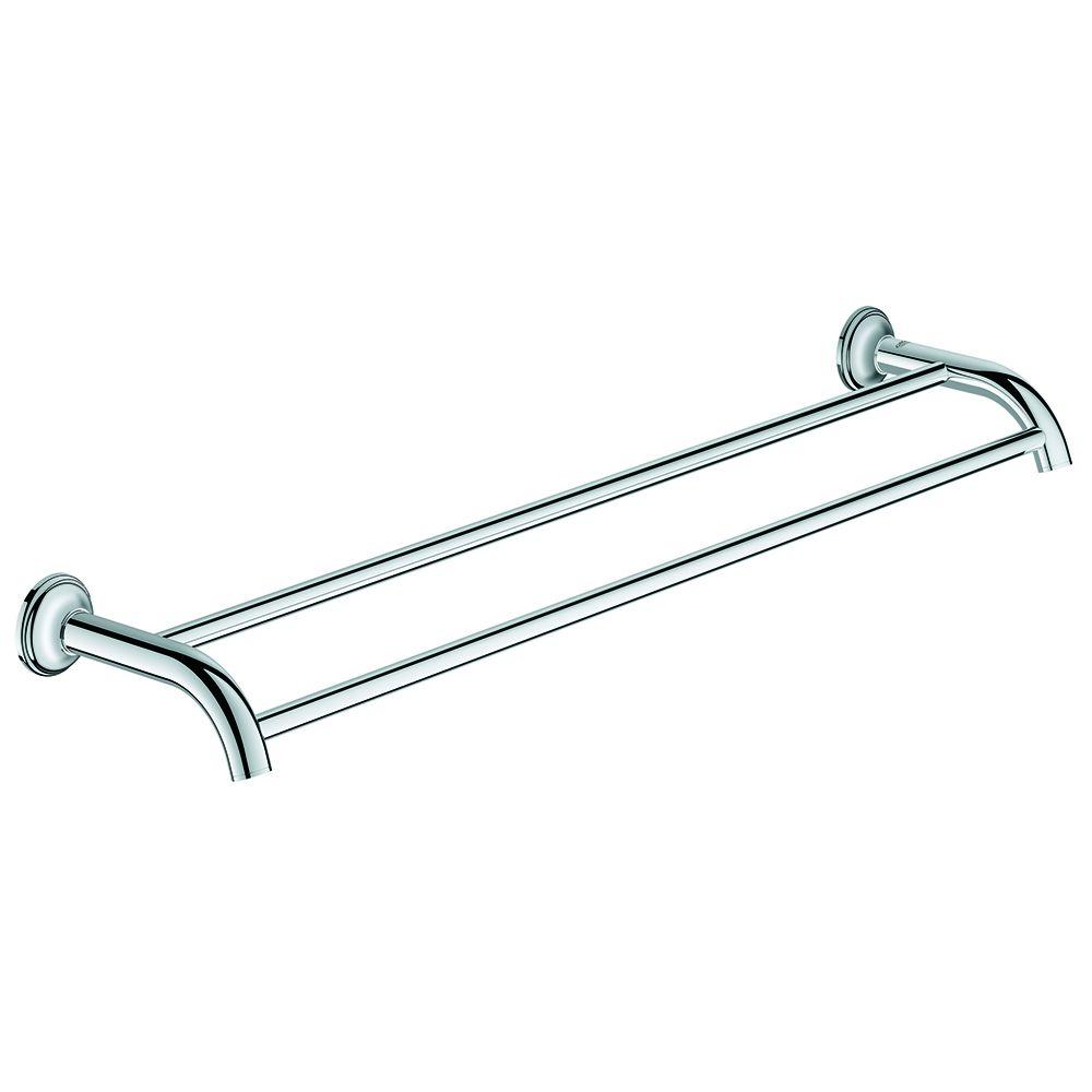 GROHE Essentials Authentic 24 in. Double Towel Bar in StarLight Chrome ...