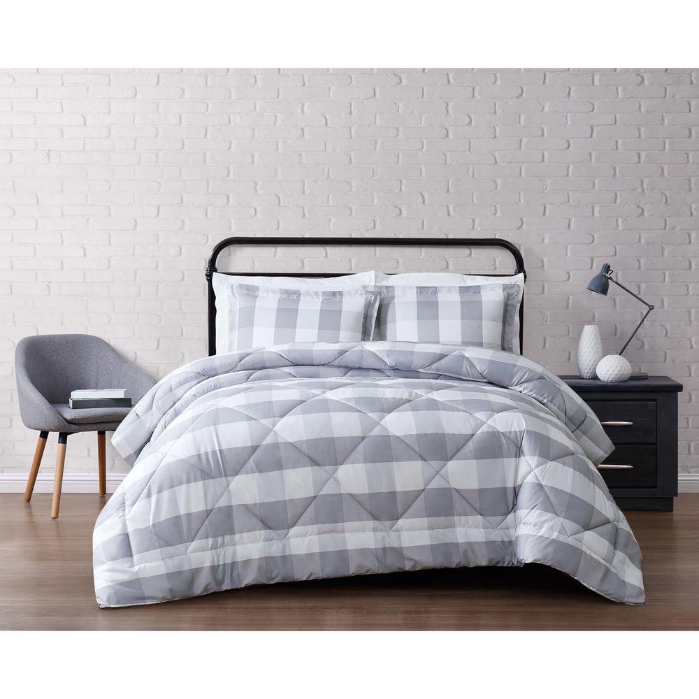 Truly Soft Buffalo 1 Piece Grey And White King Comforter Set