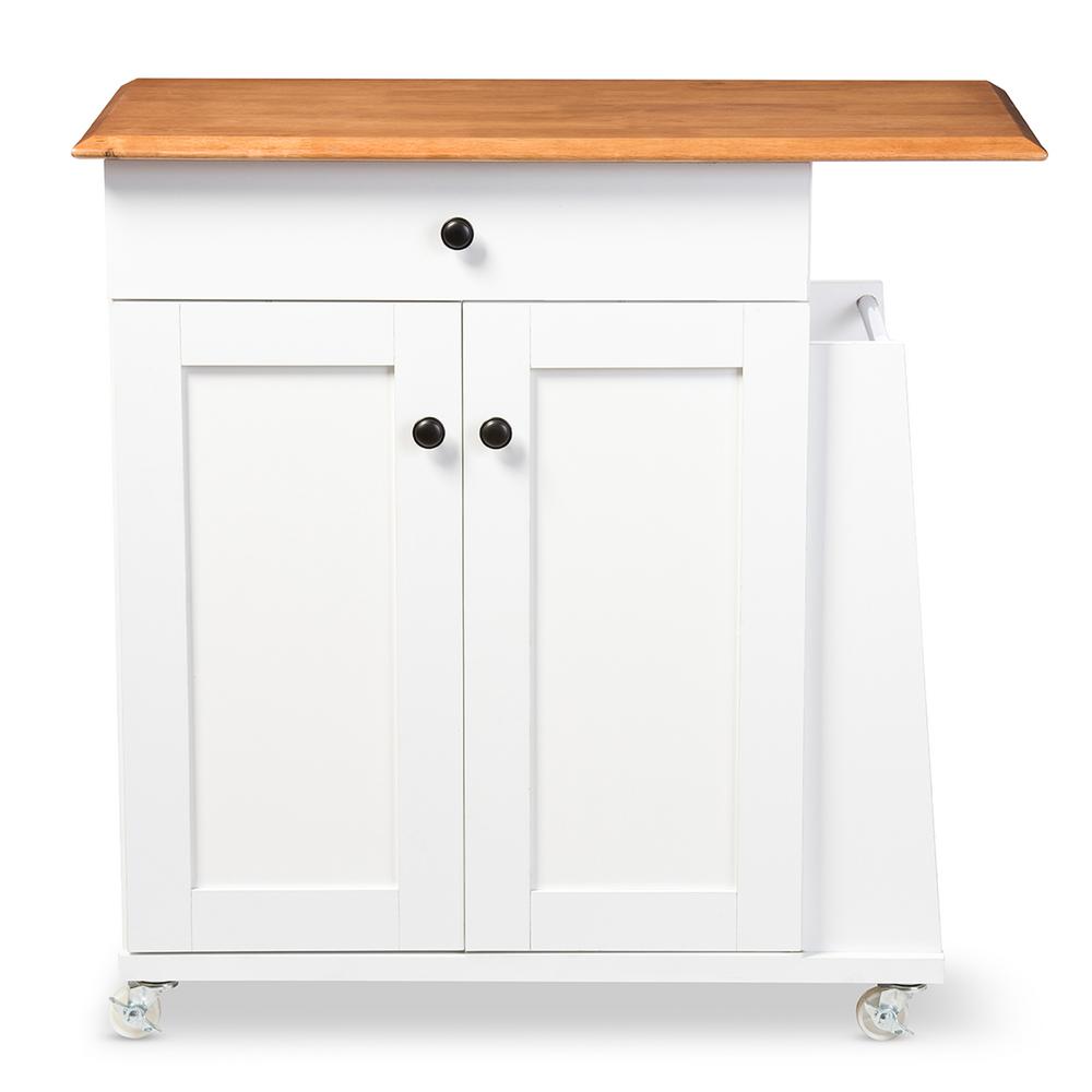 Baxton Studio Balmore White Kitchen Cart With Storage 28862 6523