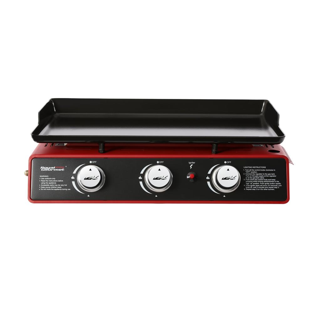 Royal Gourmet 3Burner Propane Griddle, Portable Table Top 24Inch Gas