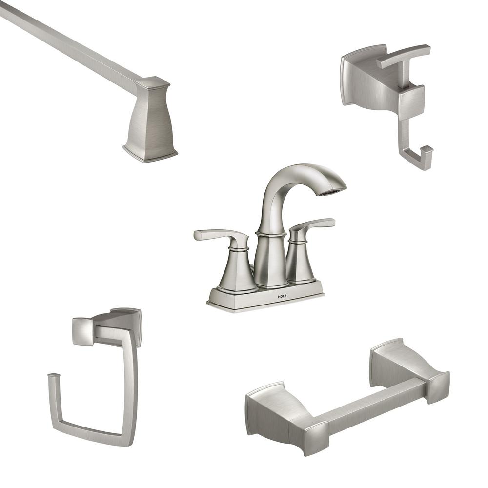 MOEN Hensley 4 in. Centerset 2Handle Bathroom Faucet in Spot Resist