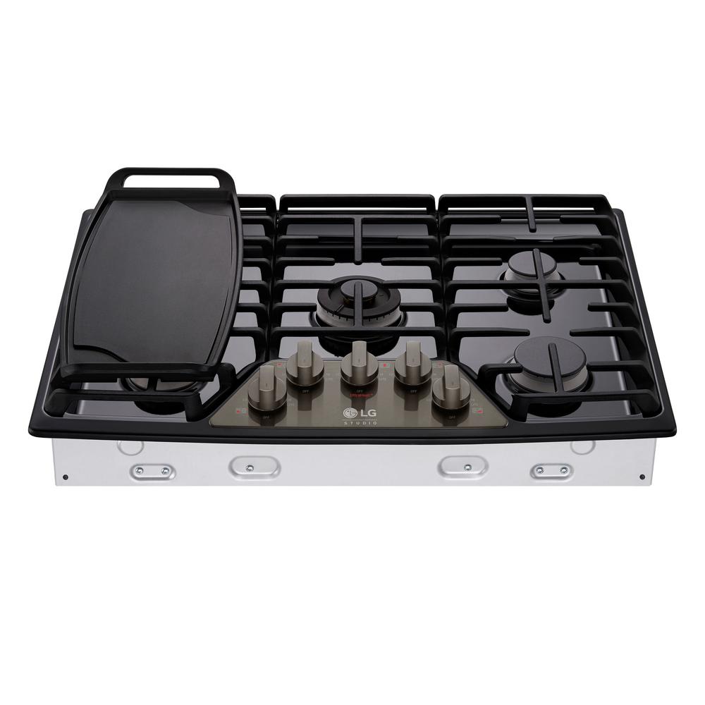 LG STUDIO 30 in. Gas Cooktop in Black Stainless Steel with 5 Burners including Ultraheat Dual Burner