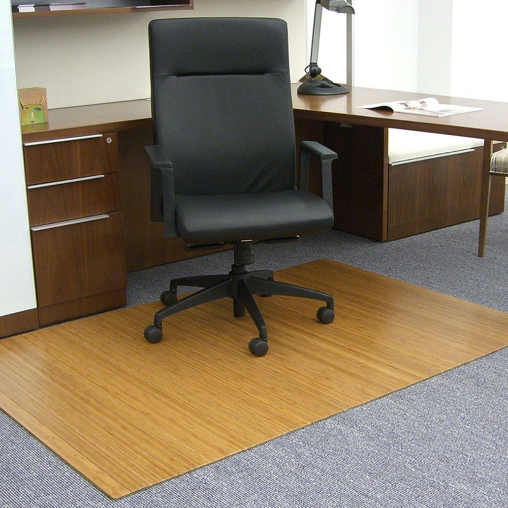 Anji Mountain Standard Natural Light Brown 48 In X 72 In Bamboo Roll Up Office Chair Mat Without Lip Amb24001 The Home Depot