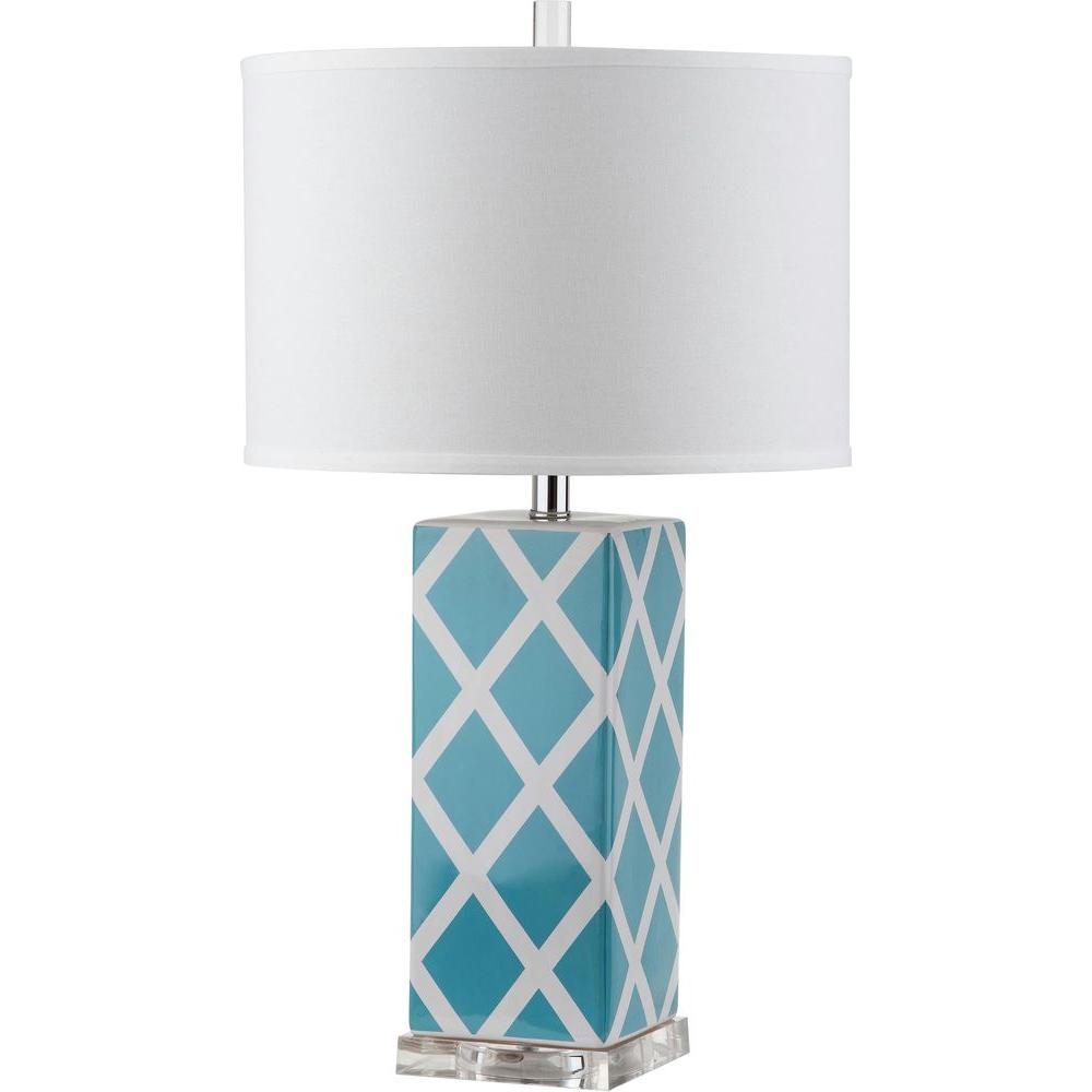 Safavieh Garden Lattice 27 In Light Blue Table Lamp With White Shade