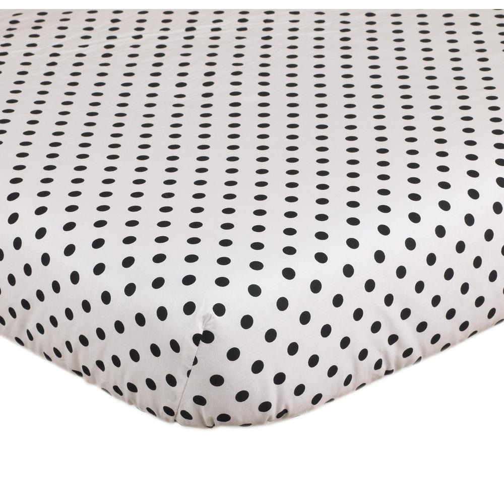 black and white polka dot crib sheet