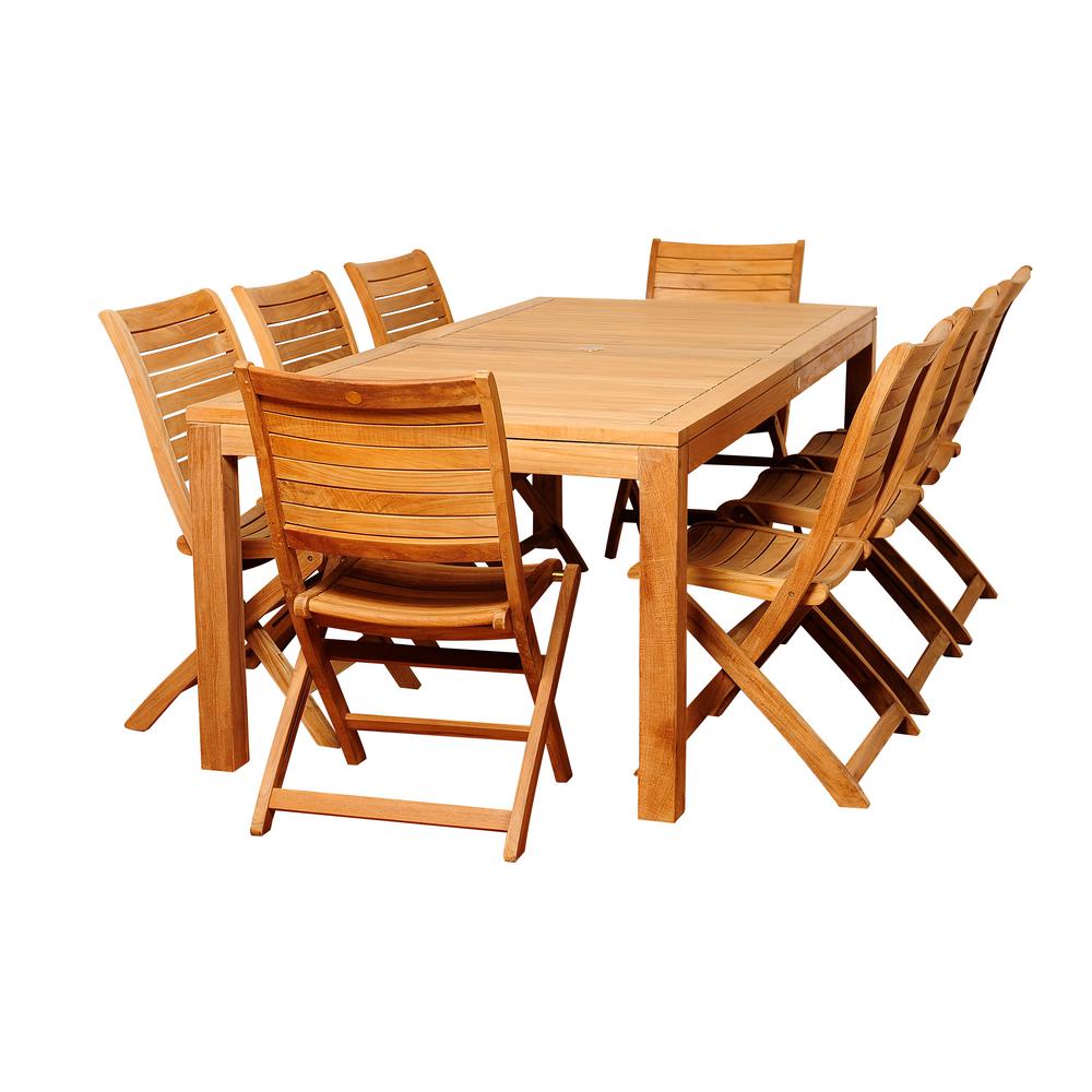 Amazonia Hamburg 9Piece Teak Patio Dining SetSC HAMBURG The Home Depot