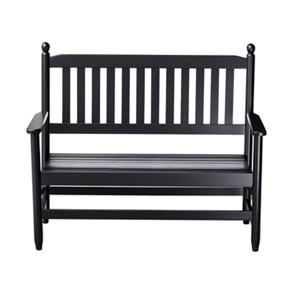 2 Person Black Wood Outdoor Patio Bench 204BBF RTA The Home Depot   Outdoor Benches 204bbf Rta 64 145 