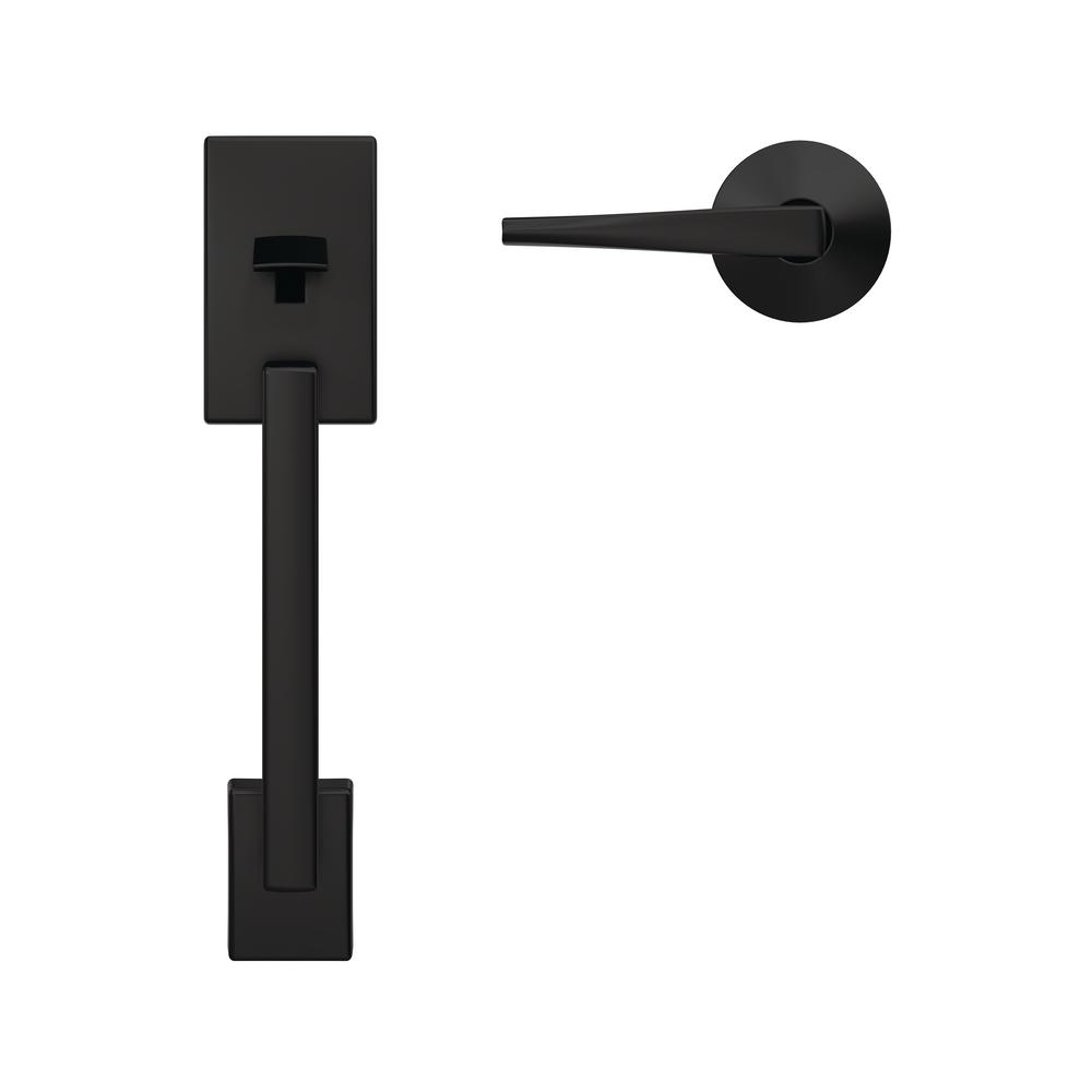 Schlage Custom Century Matte Black Single Cylinder Handleset with Eller