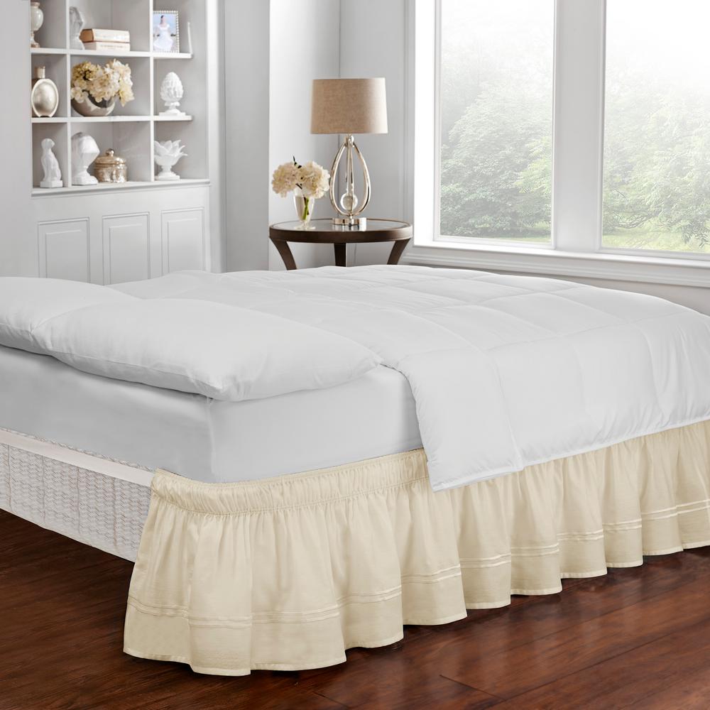 Easy Fit Baratta Ivory Queen/King Bed Skirt 16309BEDDQKGIVY The Home Depot