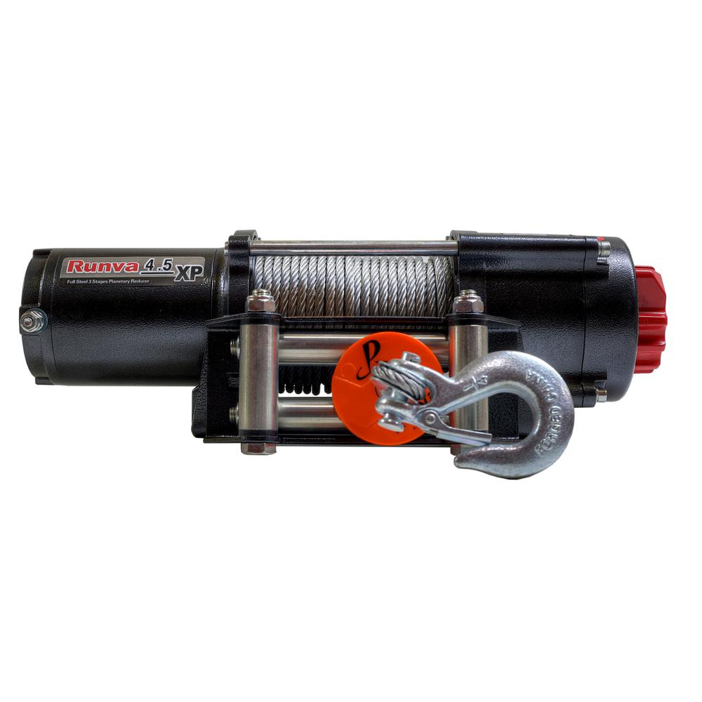 Runva 4,500 lbs. Capacity 12Volt Electric Winch with 52 ft. Steel Cable Expert Package4.5 XP
