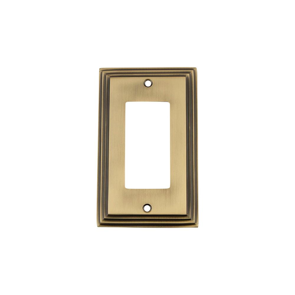 Nostalgic Warehouse Deco Switch Plate with Single Rocker in Antique Brass by Nostalgic Warehouse