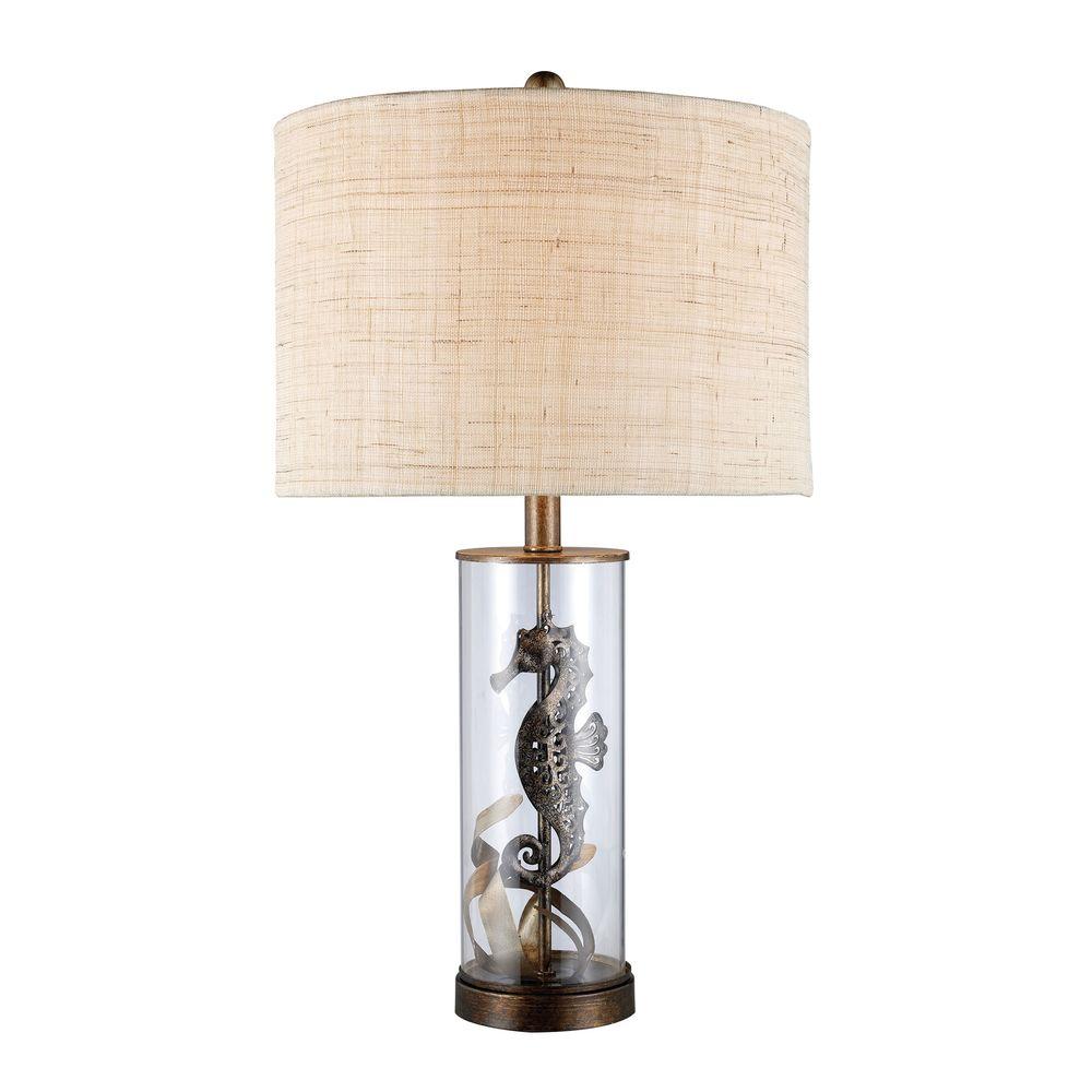 Titan Lighting Largo 26 In Bronze And Clear Glass Table Lamp With Titan Lighting Largo 26 In Bronze And Clear Glass Table Lamp With Natural Linen Shade