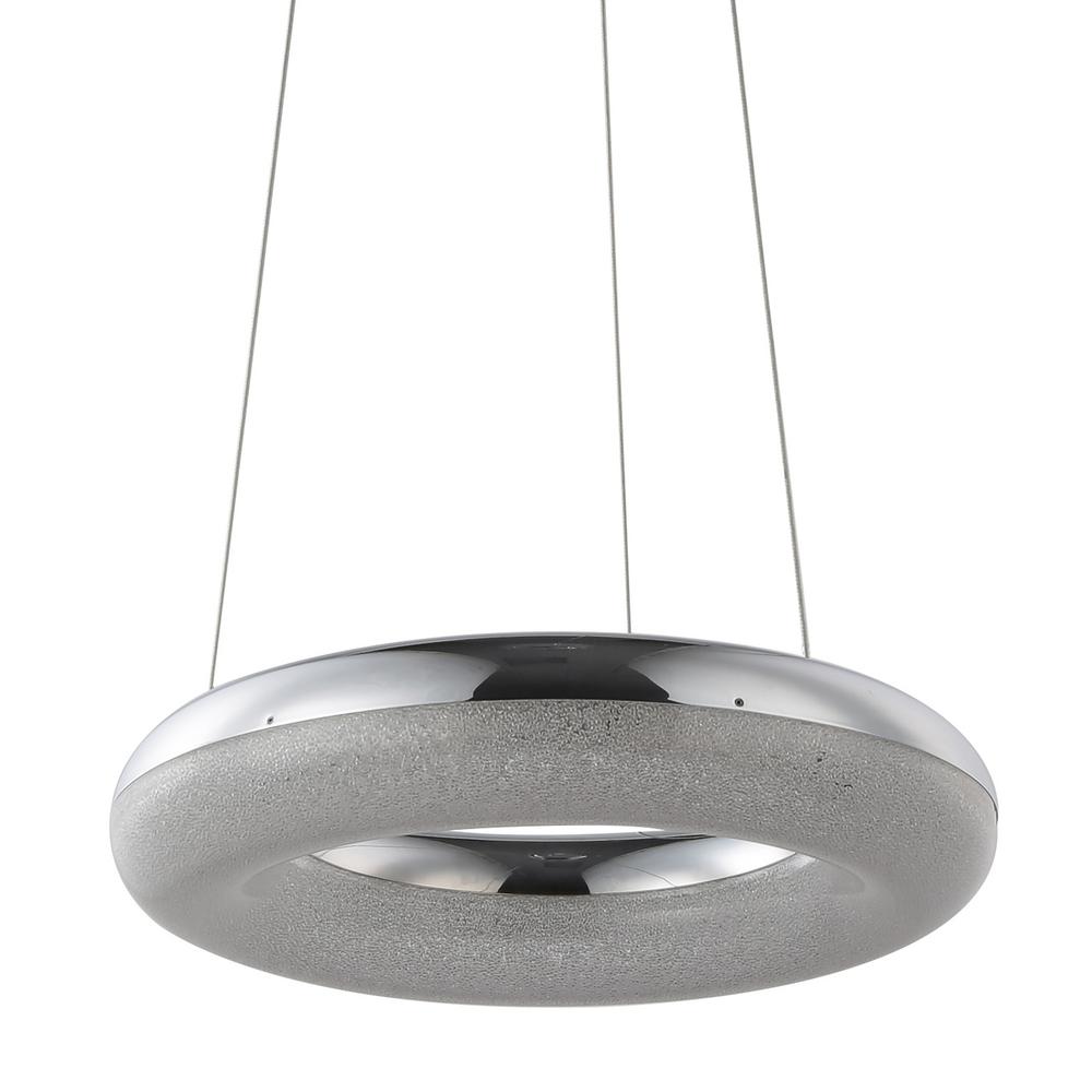 Decor Therapy Sugar Sand Chrome Integrated Led Donut Pendant Ch1938 Sugar Sand Chrome Integrated Led Donut Pendant
