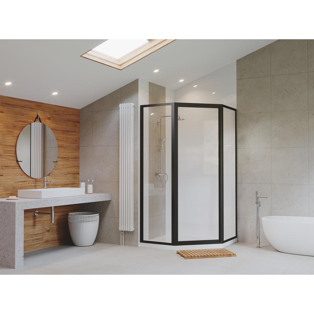 Coastal Shower Doors Legend 59 In X 66 In Framed Neo Angle Hinged Shower Door In Matte Black And Clear Glass Nl16271666o C The Home Depot