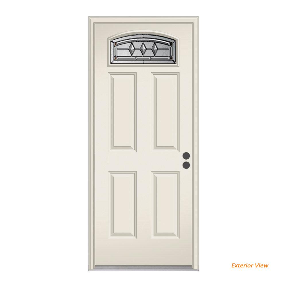 Jeld Wen 36 In X 80 In Camber Top Mission Prairie Primed Steel Prehung Left Hand Inswing Front Door W Brickmould