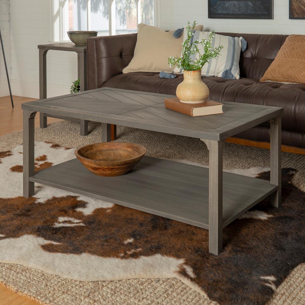 Walker Edison Furniture Company 42 In Gray Large Rectangle Mdf Coffee Table With Shelf Hdf42chvctgy The Home Depot