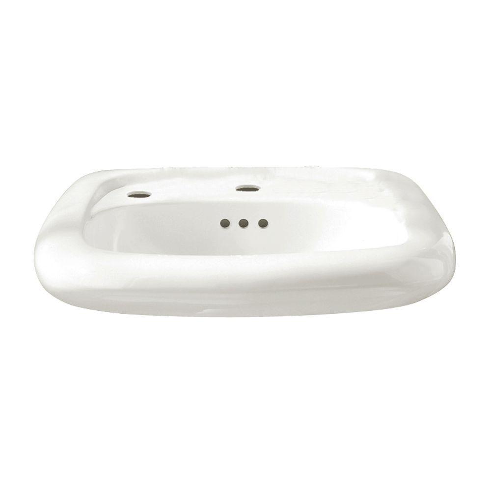 American Standard Murro Wall Hung Bathroom Sink with Overflow and Center Hole Only in White0955