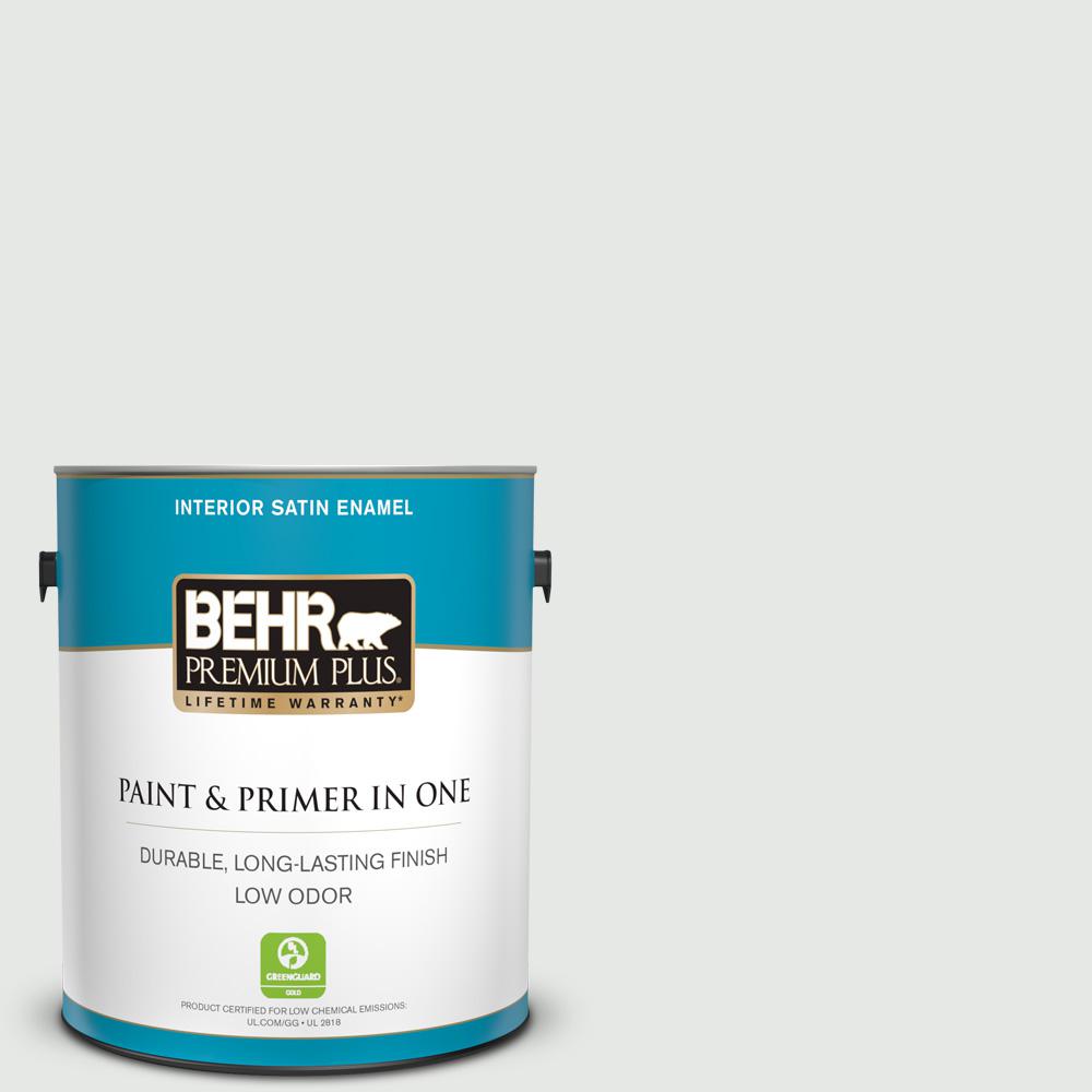 BEHR PREMIUM PLUS 1 gal. PPL55 Coastal Fog Satin Enamel Low Odor