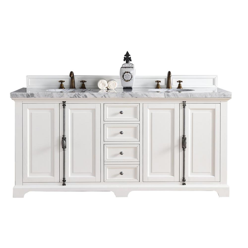 James Martin Signature Vanities Providence 72 In W Double Vanity James Martin Signature Vanities Providence 72 In W Double Vanity Cottage White With Marble