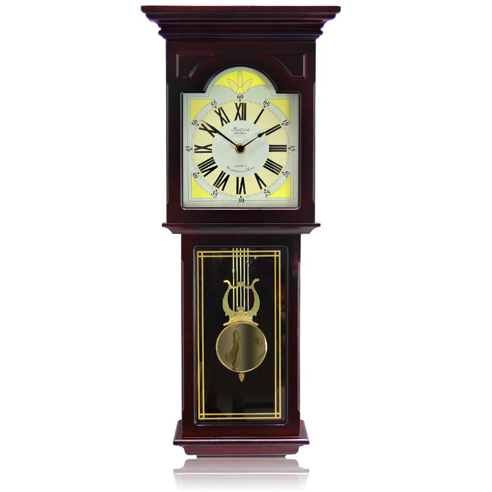 Bedford Clock Collection Redwood Pendulum Wall 98593899m The Home Depot - Glass Wall Clock With Pendulum Bedford Clock Collection Redwood Pendulum Wall 98593899m The Home Depot - Glass Wall Clock With Pendulum