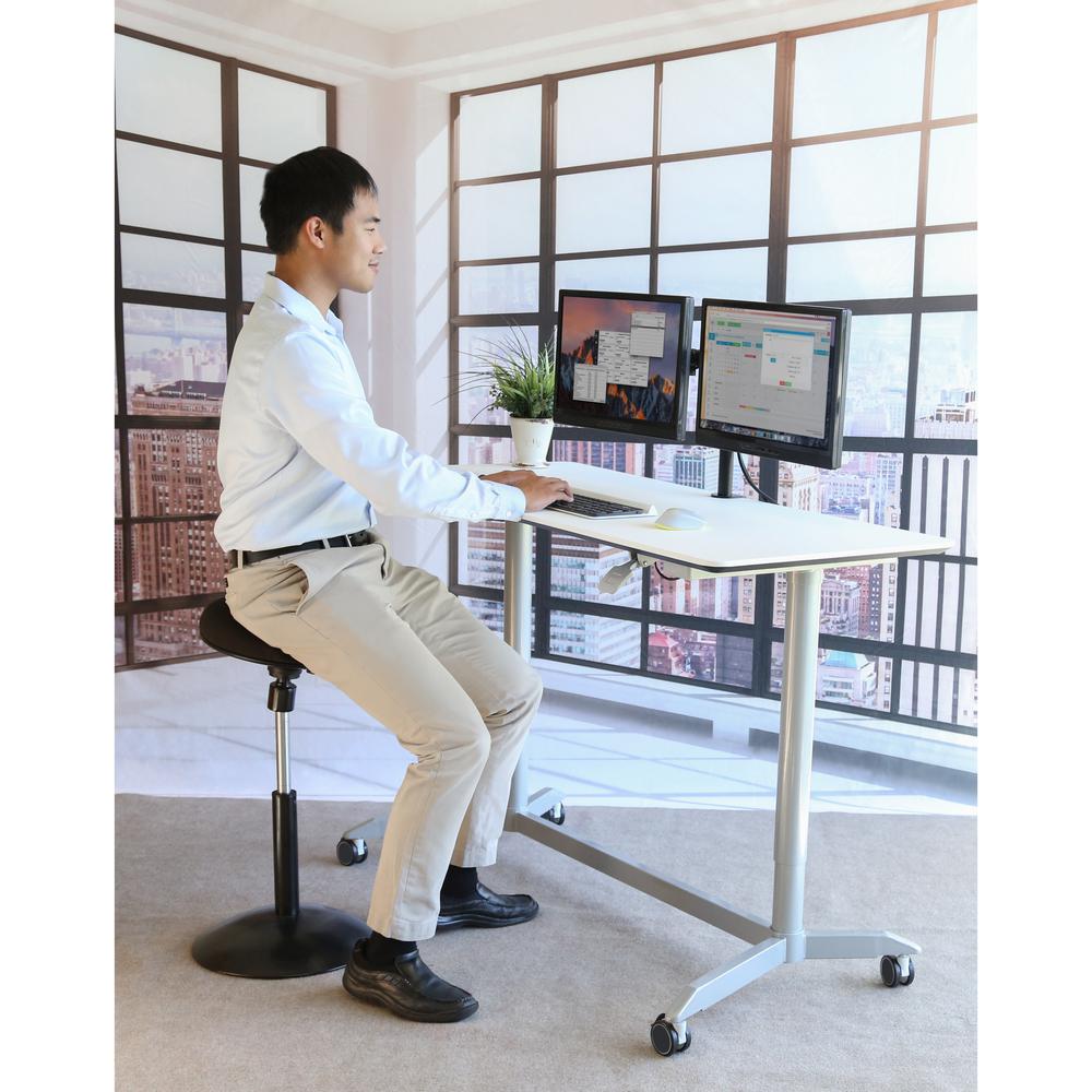 Seville Classics Airlift White 55 In Sit Stand Mobile Desk With