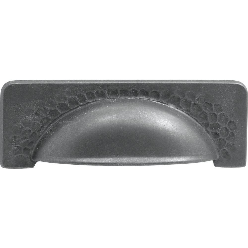 Cup Pull Black Drawer Pulls Cabinet Hardware The Home Depot Craftsman 96 Mm Black Iron Cup Pull