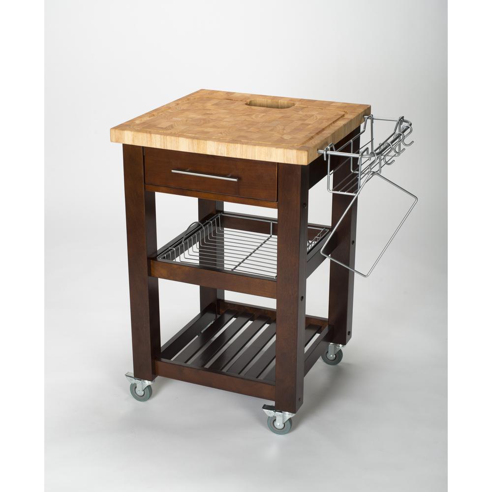 Chris Chris Pro Chef Espresso Kitchen Cart With Storage Jet1226