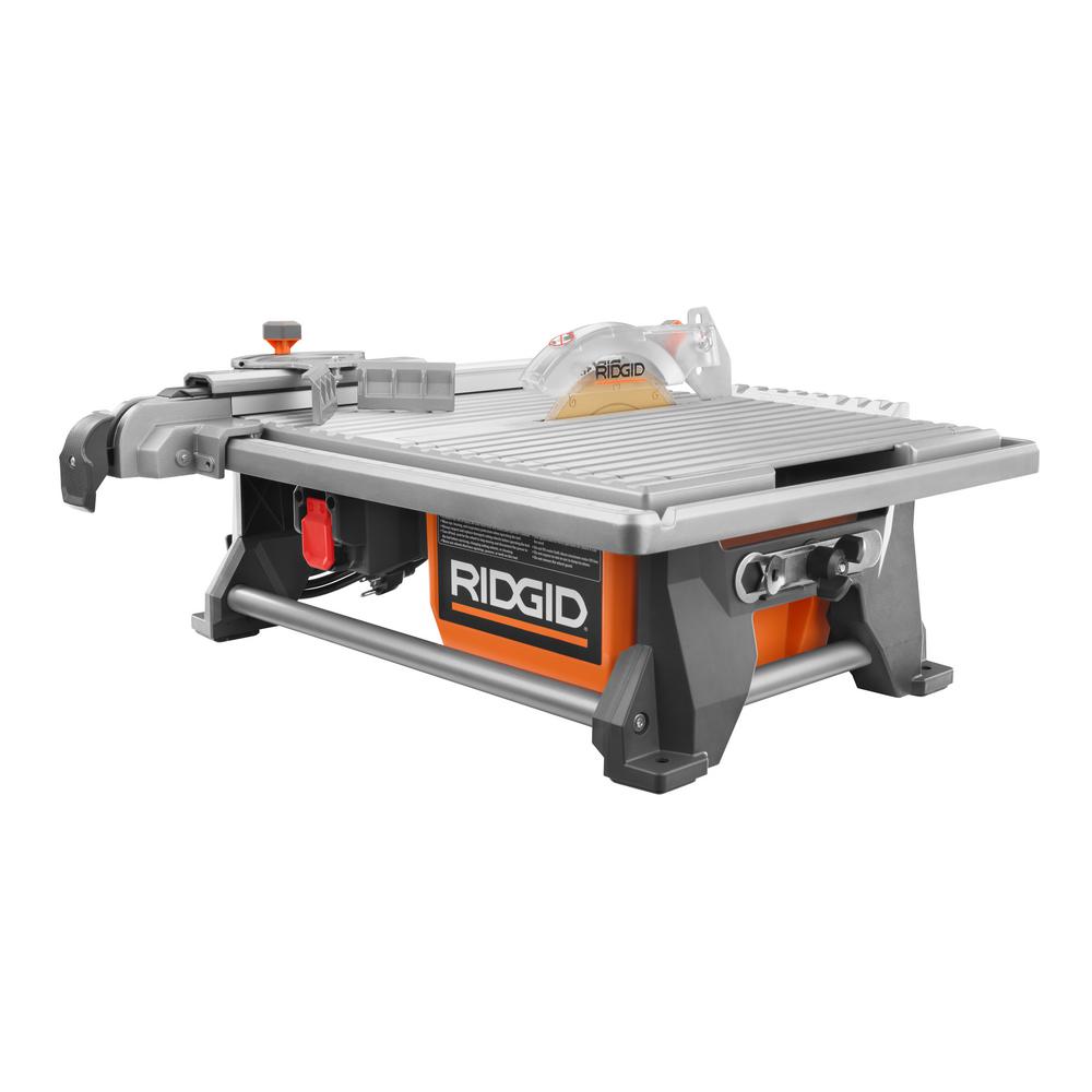 RIDGID Table Top 7" Wet Tile Saw 120Volt Corded Diamond Steel Blade