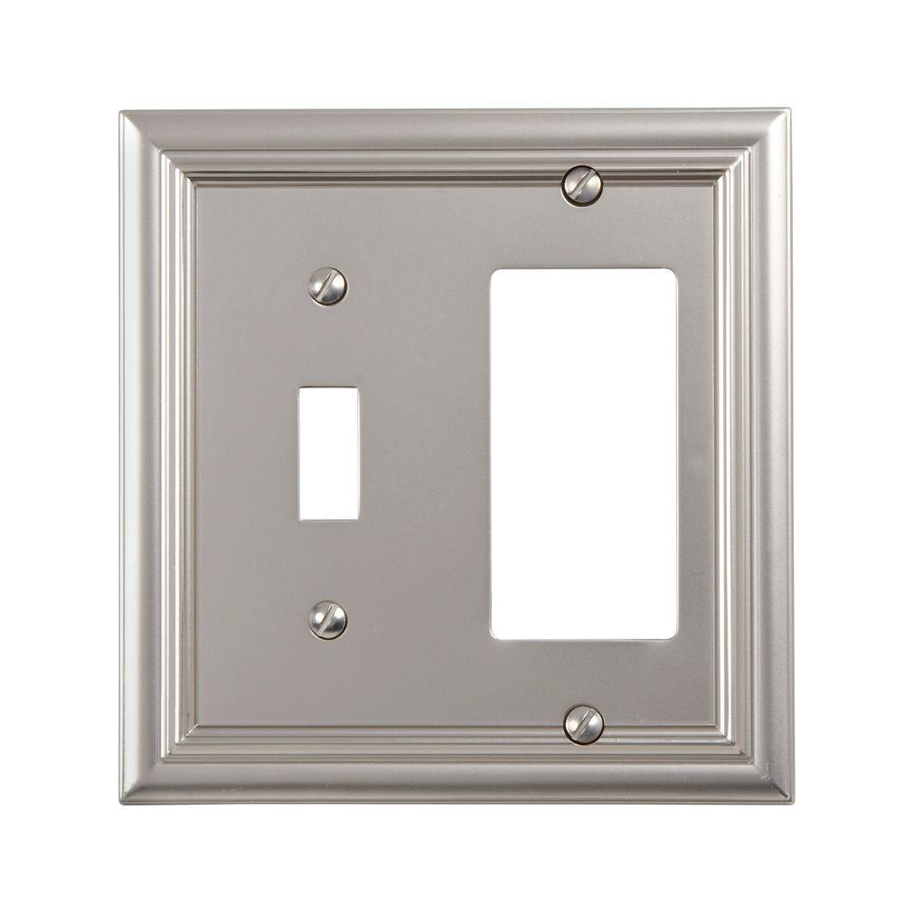 Amerelle Continental 1 Toggle 1 Decora Wall Plate Satin Nickel94TRN