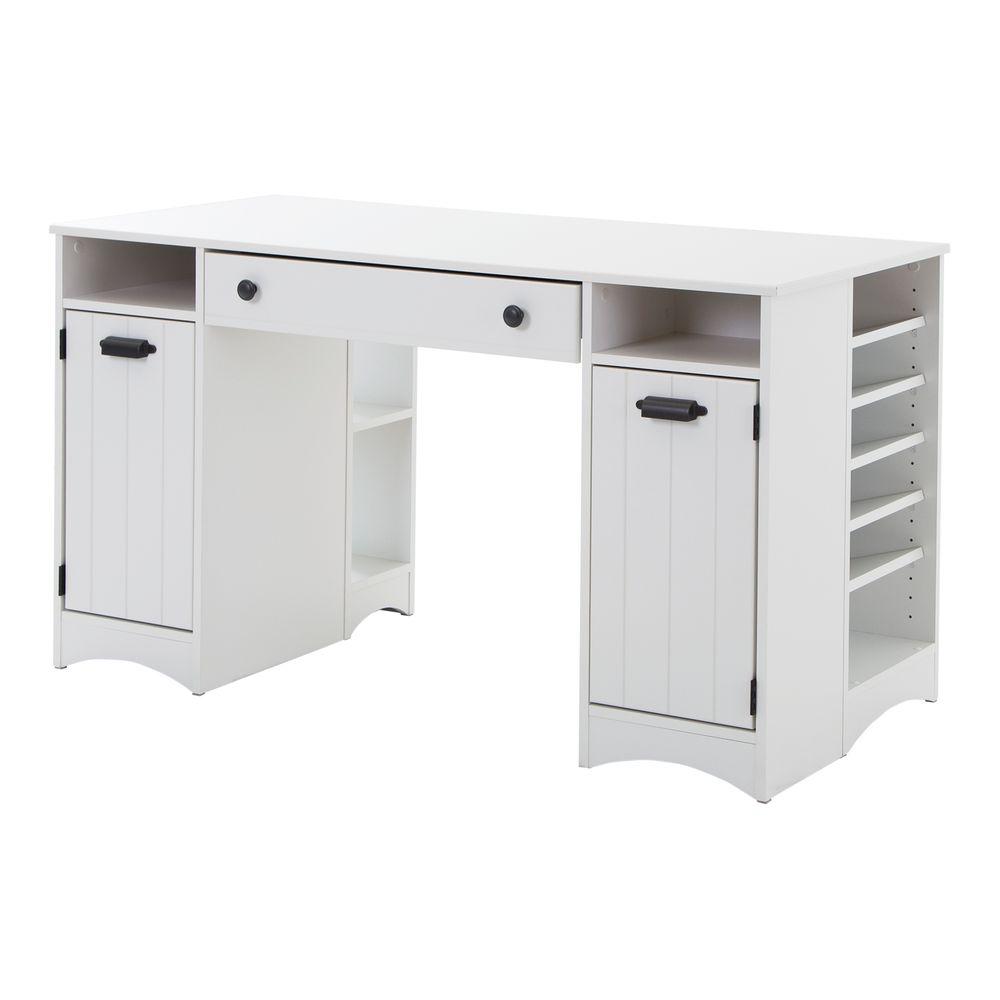 South S Artwork Straight Desk With Drawers In Pure White South S Artwork Straight Desk With Drawers In Pure White