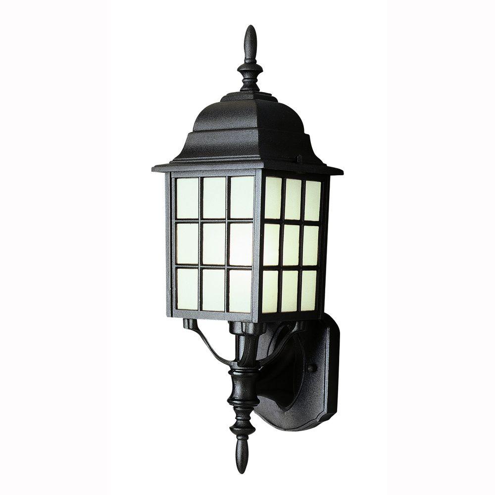 Bel Air Lighting Cityscape 1 Light Black Coach Lantern Sconce With Frosted Glass