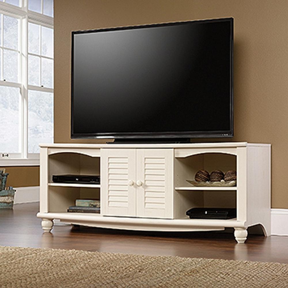 Sauder Harbor View Antiqued White Entertainment Center 403679