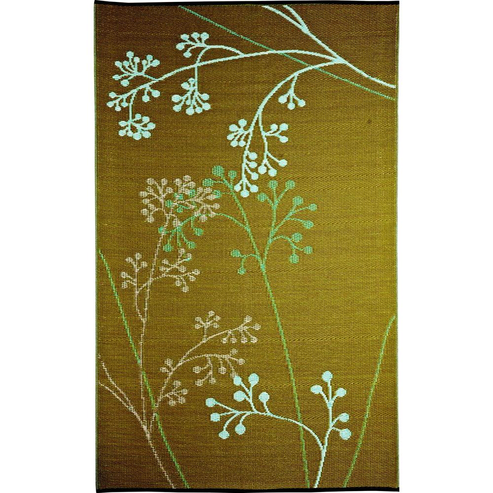 b.b.begonia Fernando Green/Blue 6 ft. x 9 ft. Outdoor Reversible Area