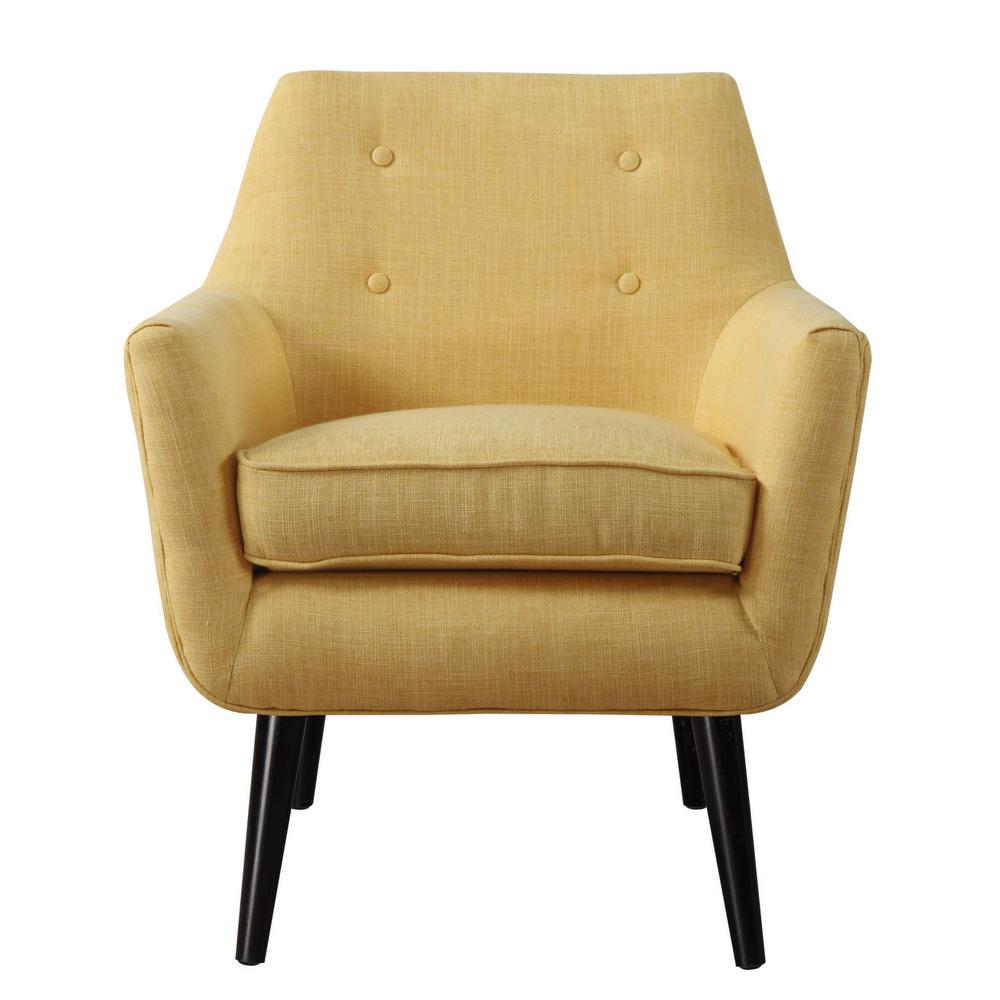 Brown Solid Yellow Accent Chairs The Home Depot Clyde Mustard Yellow Linen Chair