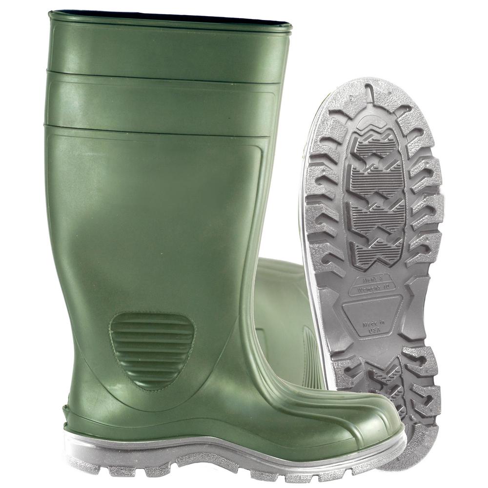 green steel toe boots