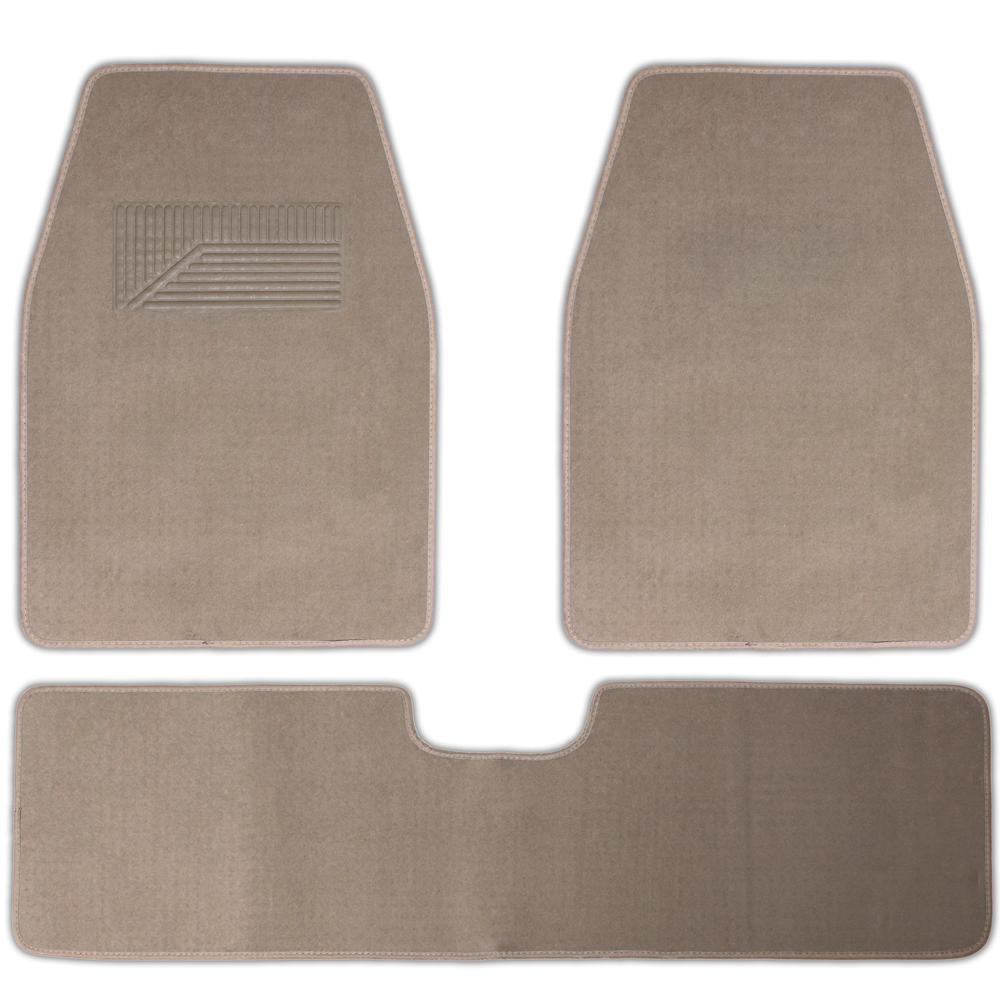 Solid Beige 3 piece 26.5 in. x 19.3 in. Floor MatsFMCP02ABG The