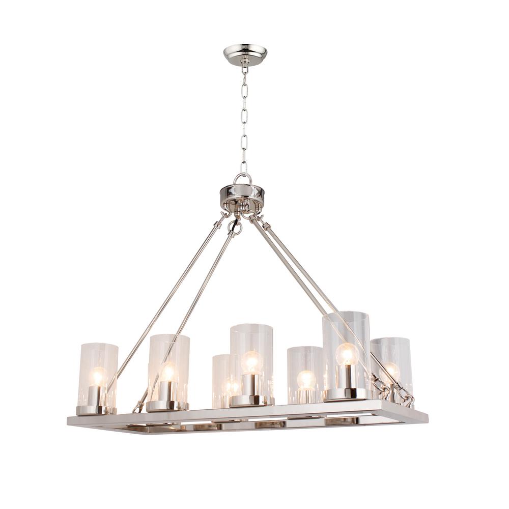 Y Dcor 8 Light Nickel Candle Style Chandelier With Clear Glass Shade