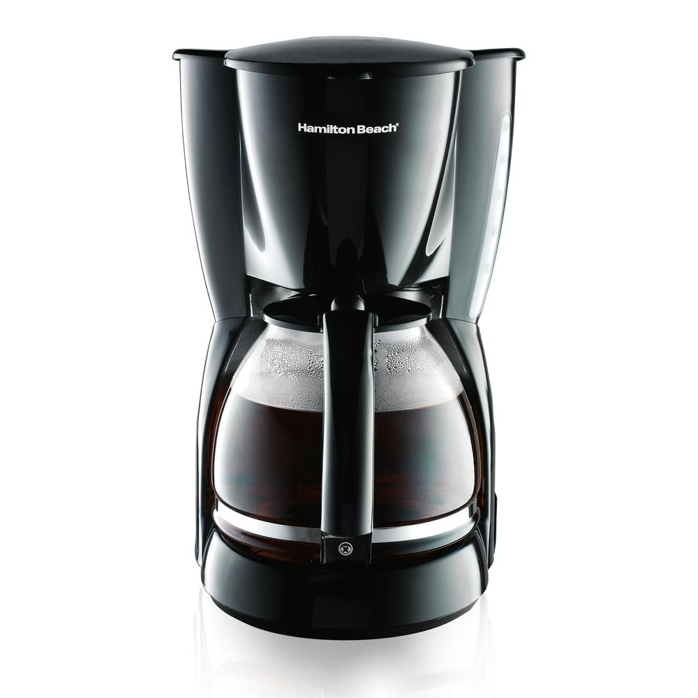 12-Cup Black Drip Coffee Maker with Glass Carafe