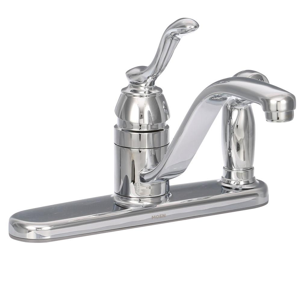 MOEN Banbury Single-Handle Low-Arc Standard Kitchen Faucet with Side