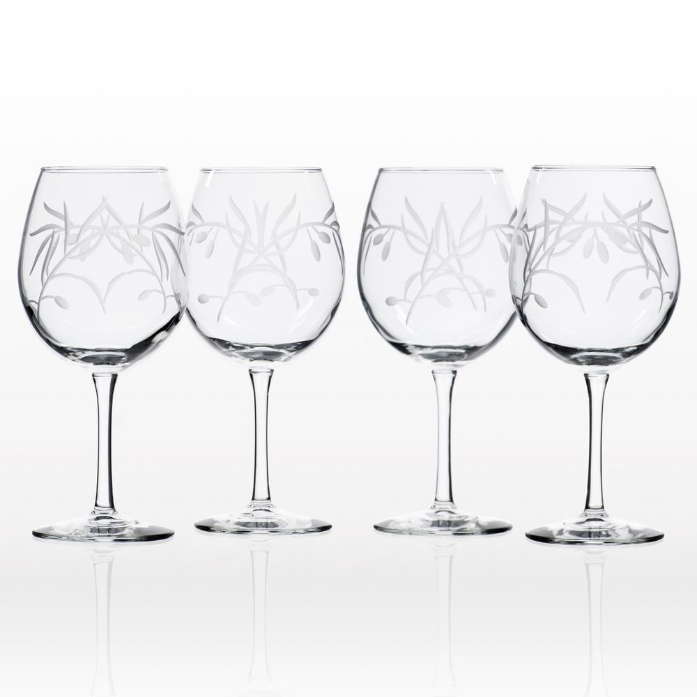 Rolf Glass Olive Branch Clear 18 Oz Balloon Wine Glass Set Of 4 302171 S4 The Home Depot 4146