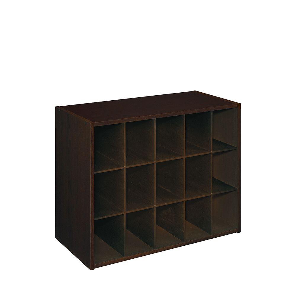 Closetmaid 19 In H X 24 In W X 12 In D Espresso Wood Look 15 Cube Storage Organizer 8929 The Home Depot