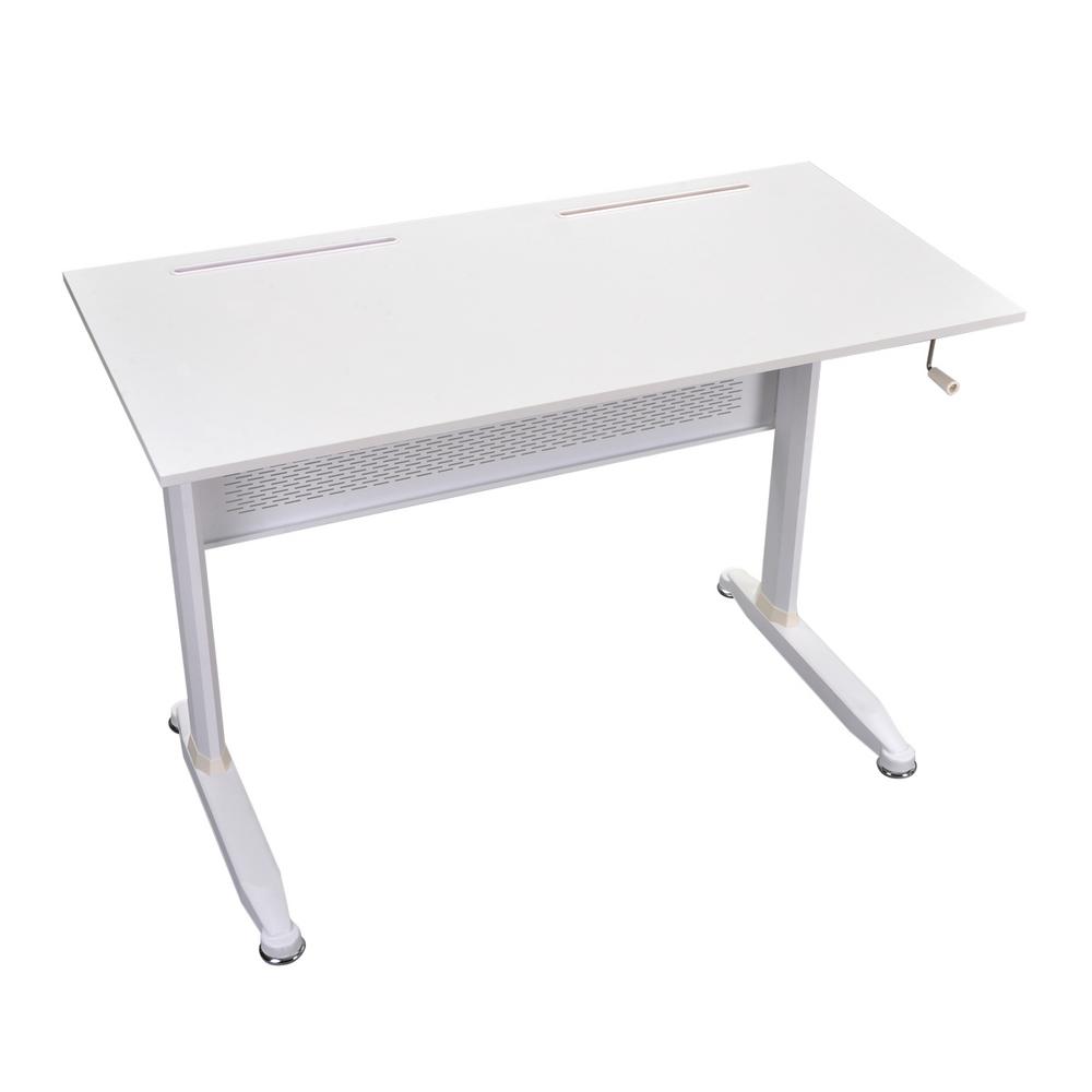 Merax 28 7 44 5 Height White Metal Standing Desk With Crank