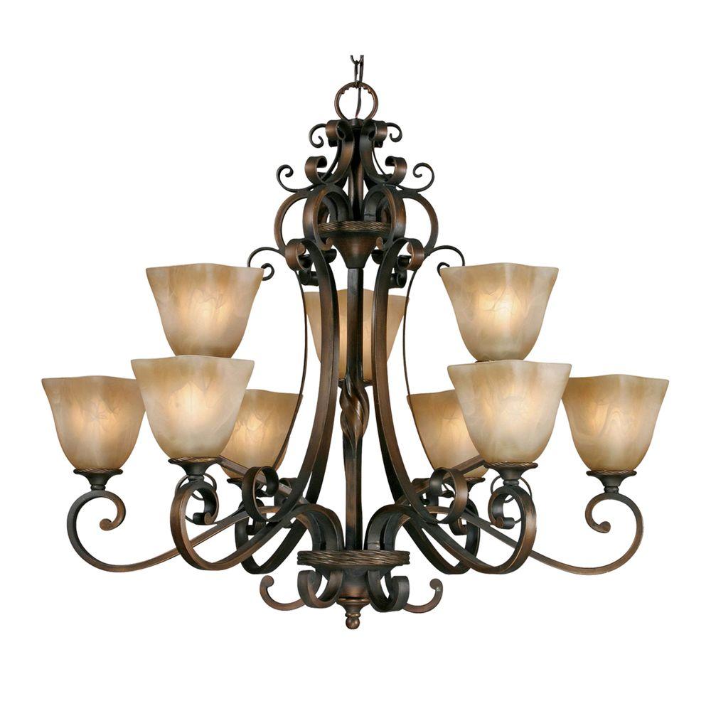 Golden Lighting Padma Collection 9 Light Bronze 2 Tier Golden Lighting Padma Collection 9 Light Bronze 2 Tier Chandelier