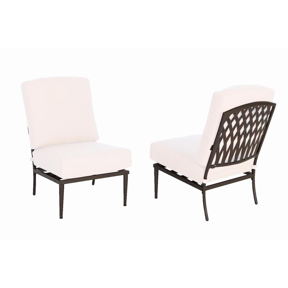 Brown Metal Patio Furniture Armless Chairs Oak Cliff Stationary Metal Outdoor Armless Lounge Chair With Cushions Included Choose Your Own Color