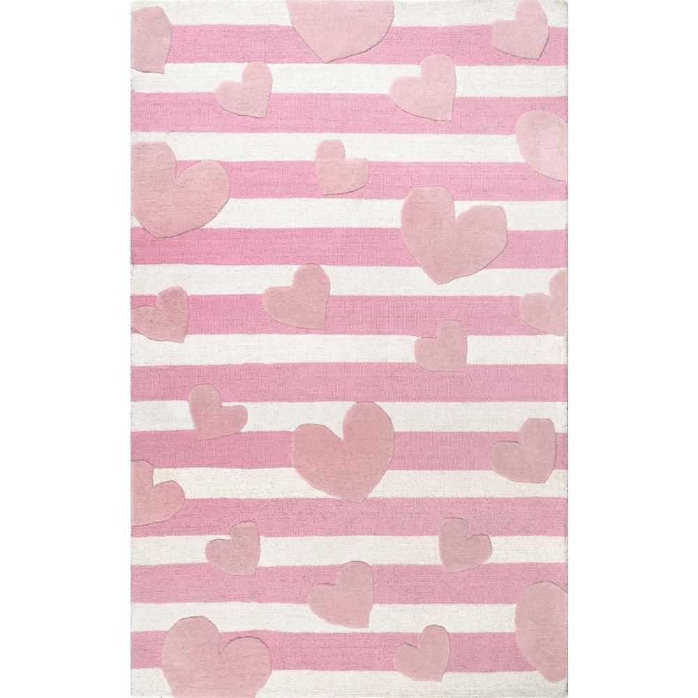 Nuloom Handmade Hearts Striped Cochran Pink 5 Ft X 7 Area Rug