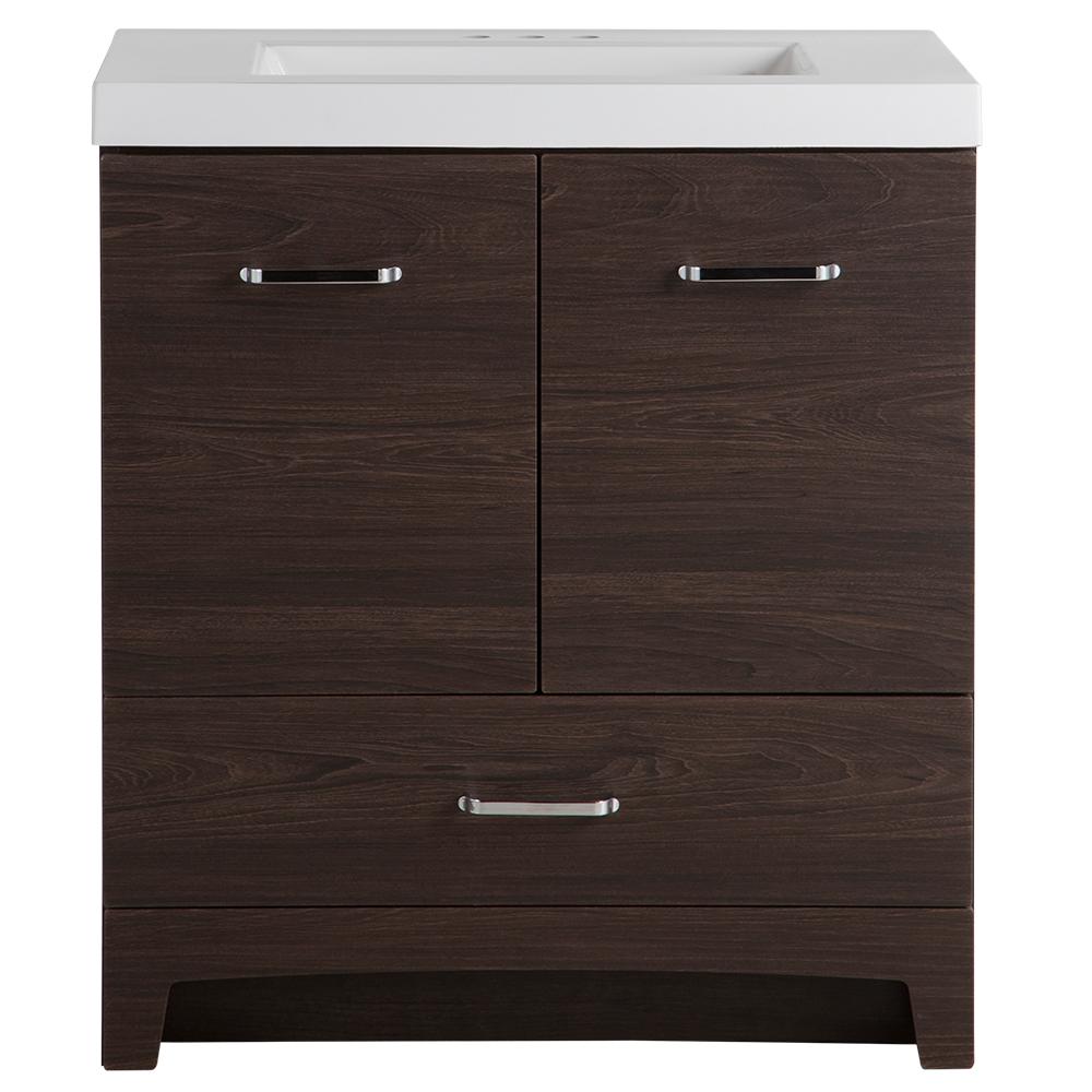 Glacier Bay Stancliff 24 In W X 19 In D Bathroom Vanity In Elm Ember With Cultured Marble Vanity Top In White With White Sink St24p2 Ee The Home Depot