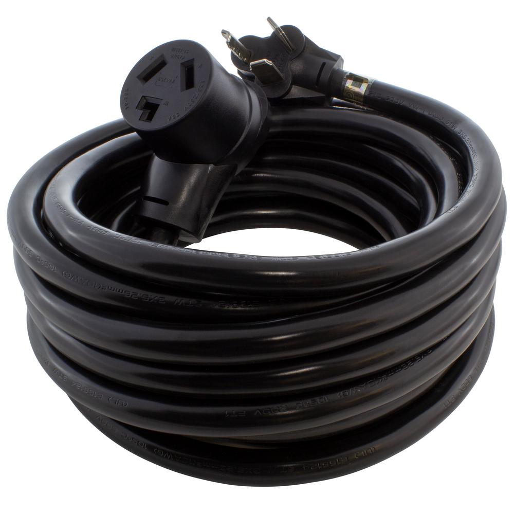 Ac Works 25 Ft Stw 10 3 30 Amp 3 Prong Dryer Heavy Duty Thick Extension Cord 1030pr 025 The Home Depot