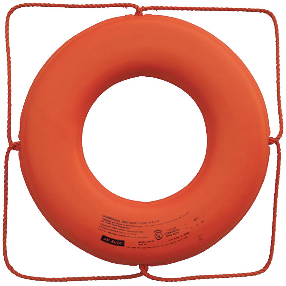 Jim-Buoy 30 inch Closed Cell Foam Life Ring with Rope Molded into Core in Orange by Jim-Buoy